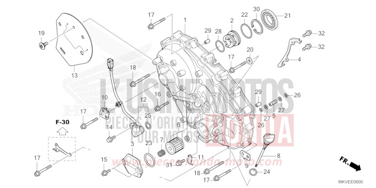 RIGHT CRANKCASE COVER for Forza 750 MAT WARM ASH METALLIC (YR386) from 2025